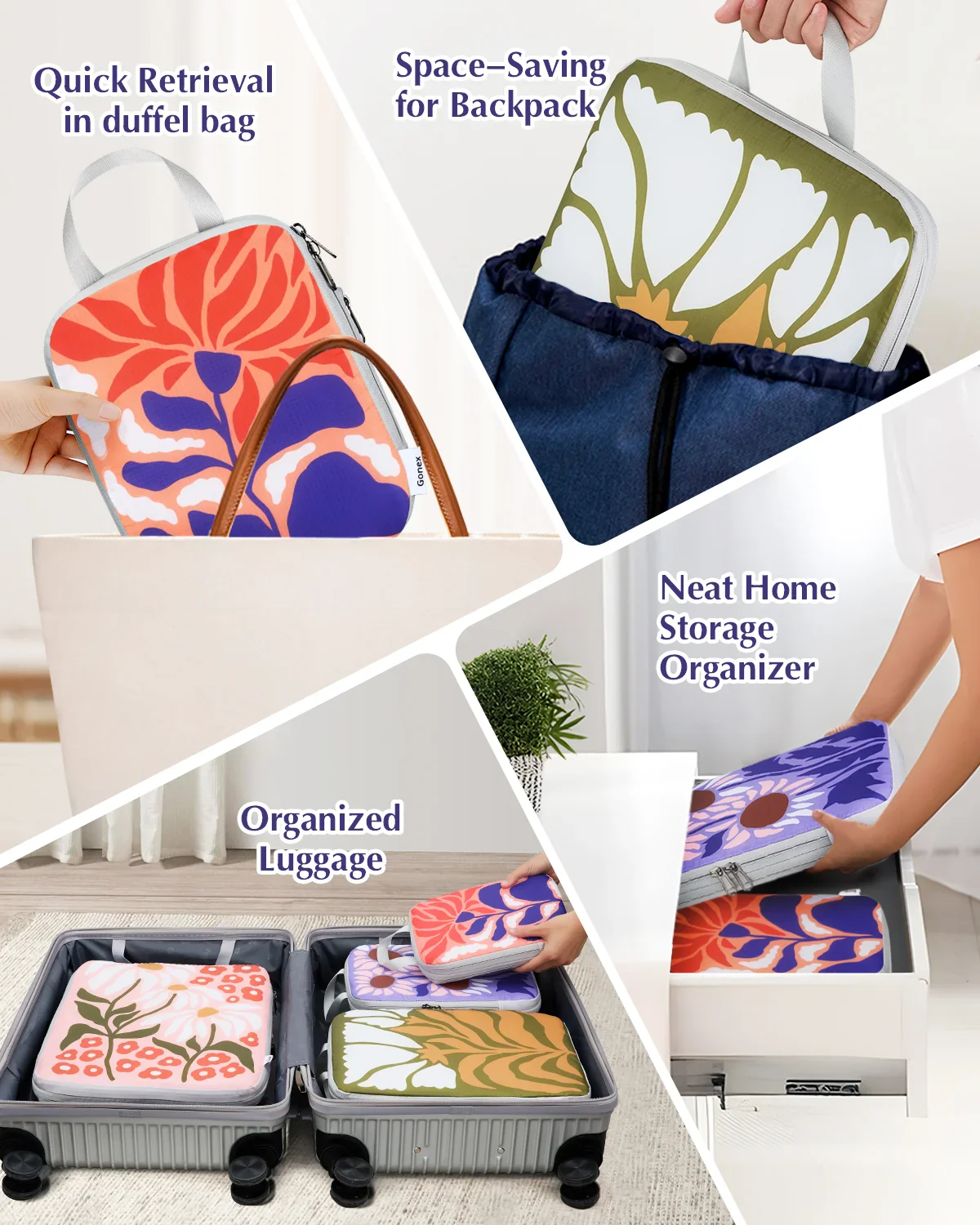 Floral Compression Packing Cubes
