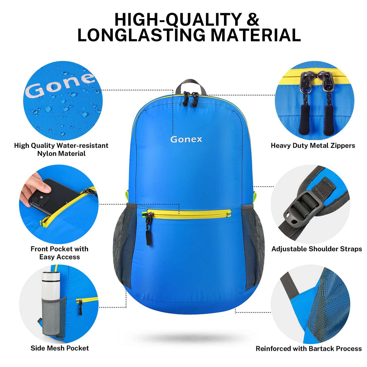 Gonex 20L Lightweight Packable Hiking Backpack Handy Daypack