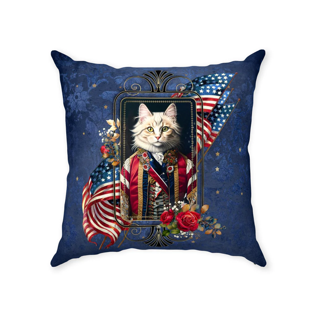Patriotic Persian Cat - Throw Pillow