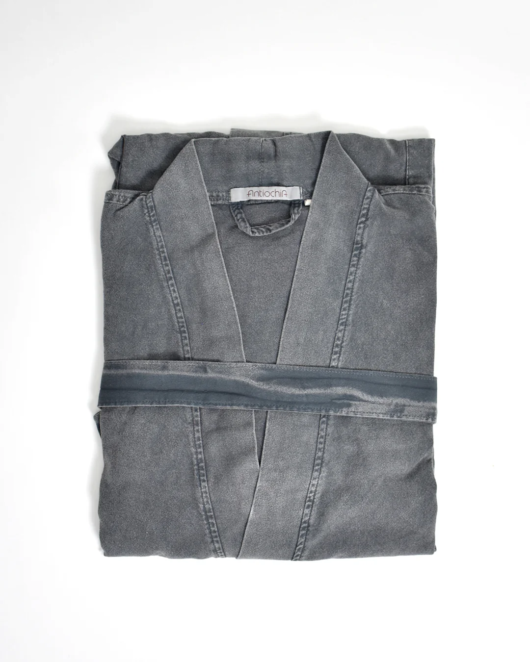 Stonewashed Cotton Robe – Charcoal