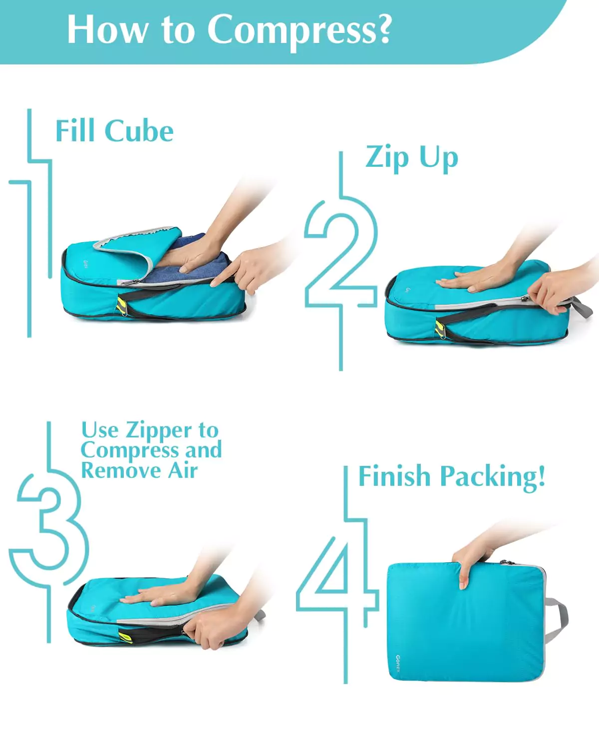 Gonex 5 Pcs Compression Packing Cubes with Laundry Bag