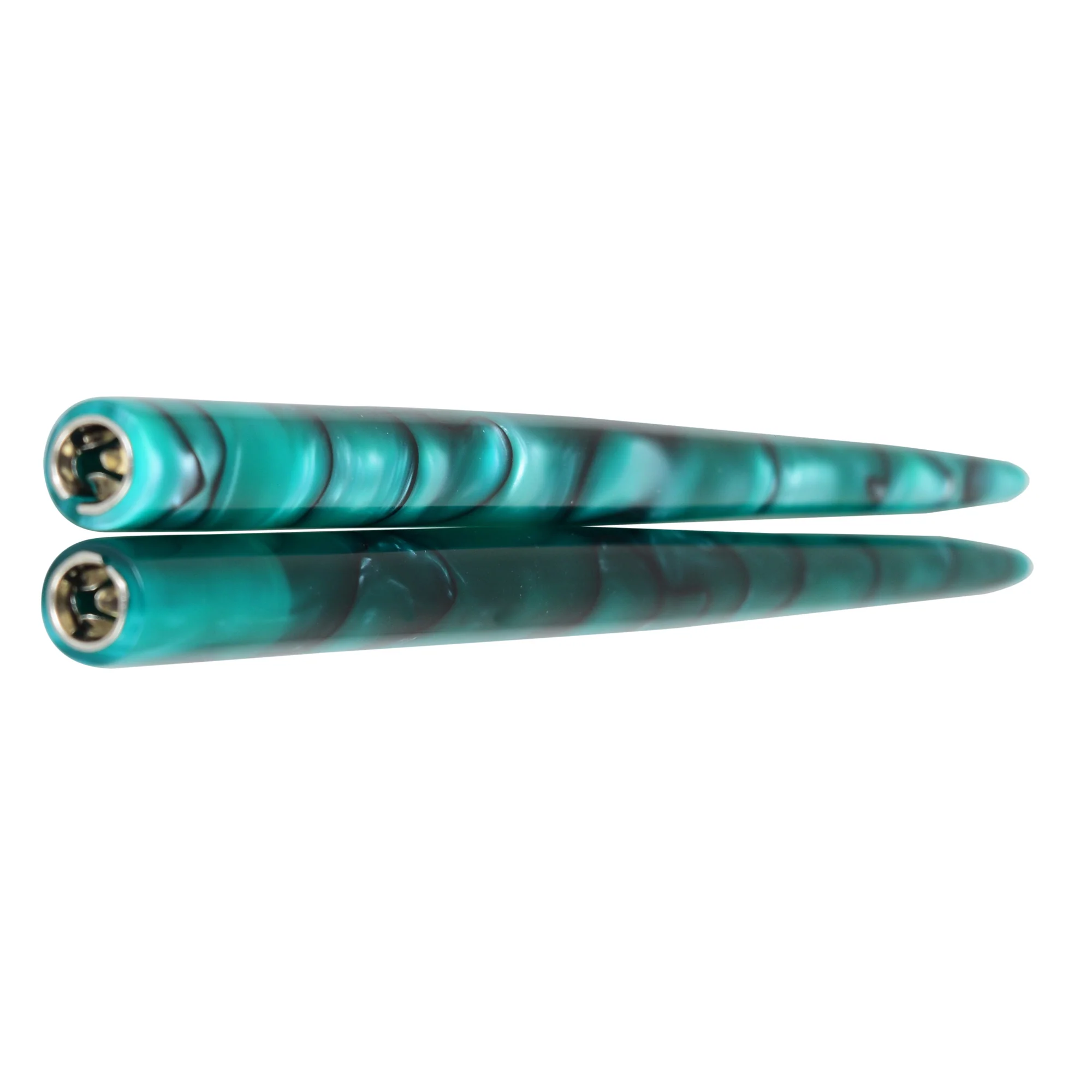 Straight Penholder -  Aqua-Green with Black Swirls - 6.75