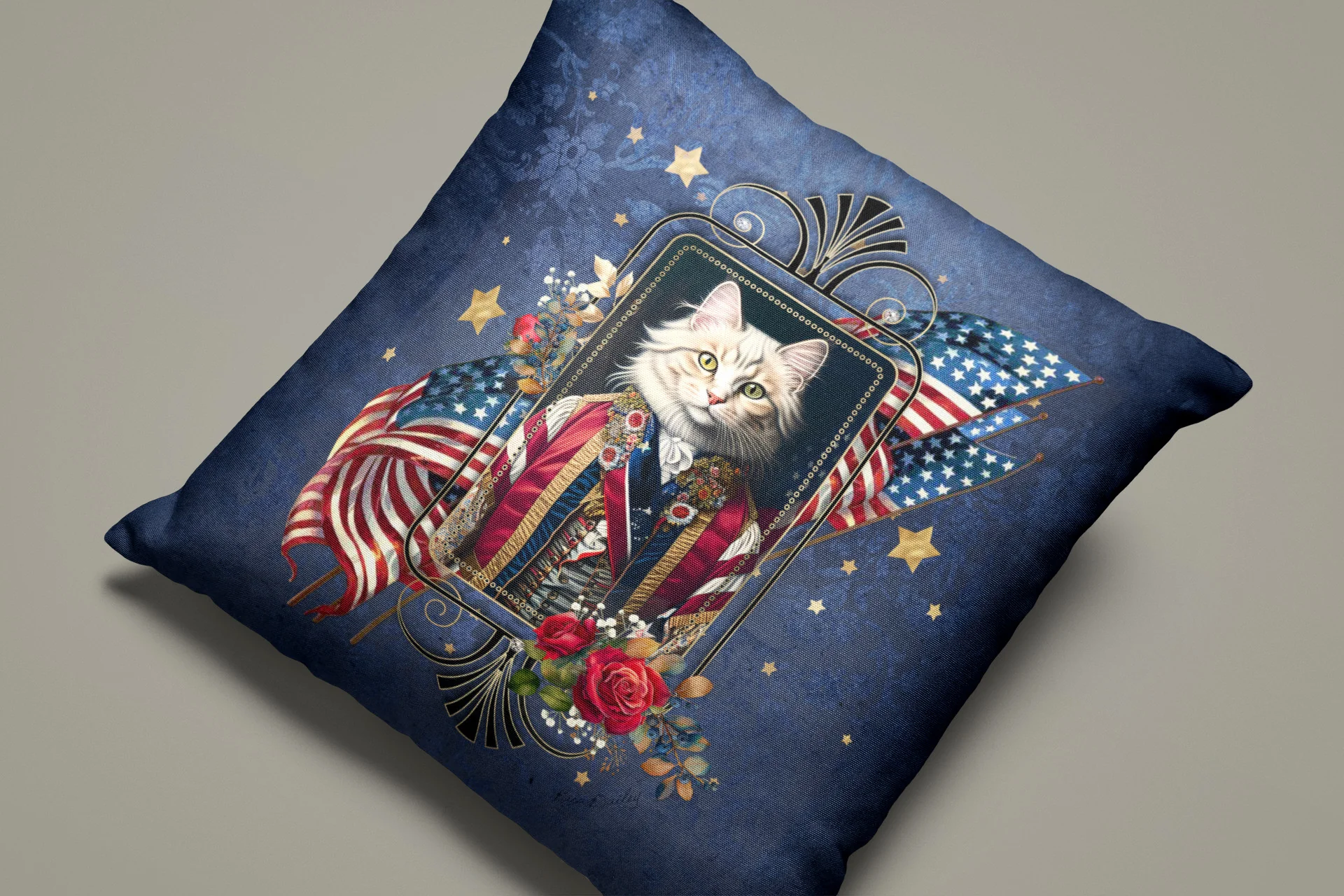 Patriotic Persian Cat - Throw Pillow