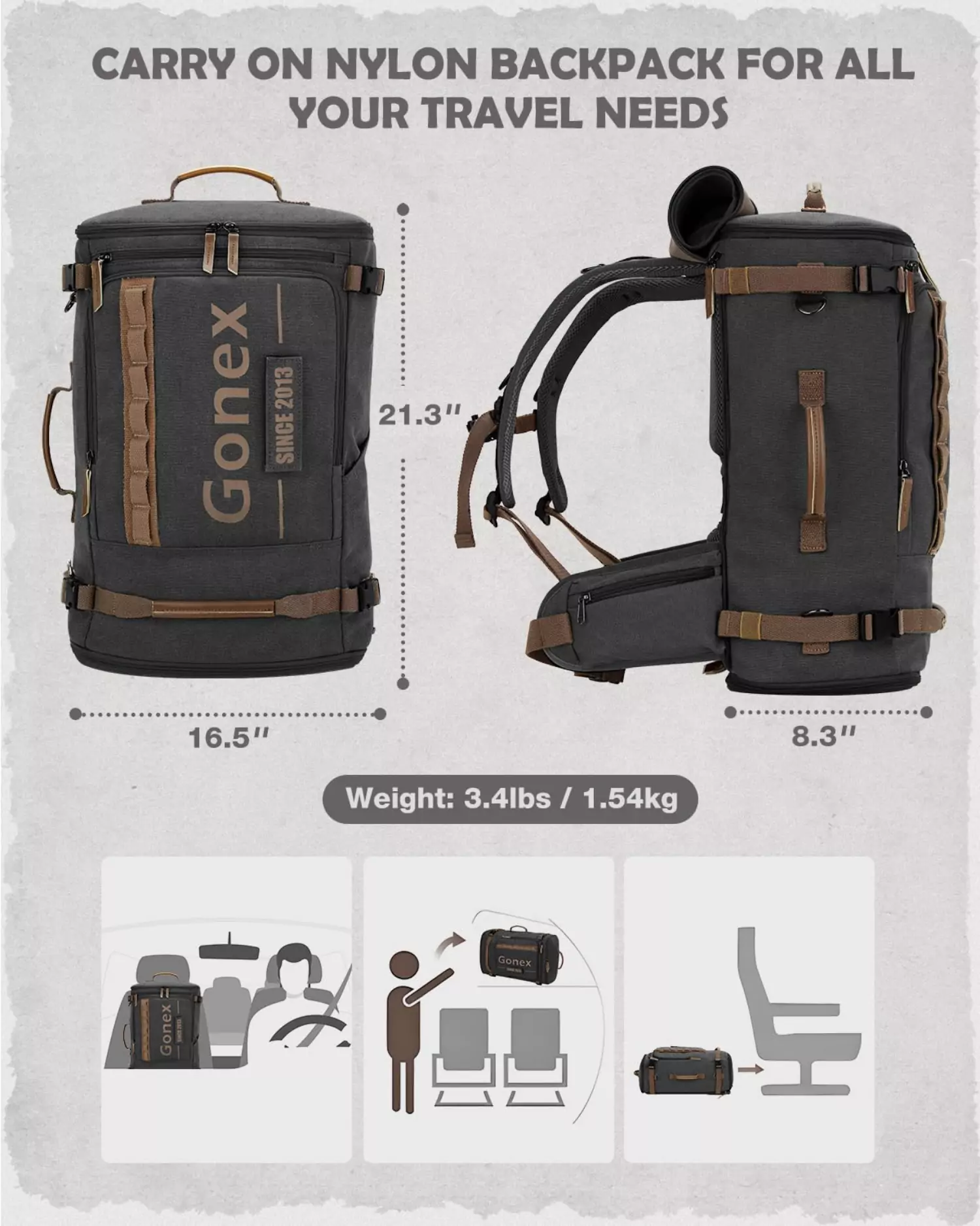 Gonex Canvas Laptop Backpack with Velcro Patch