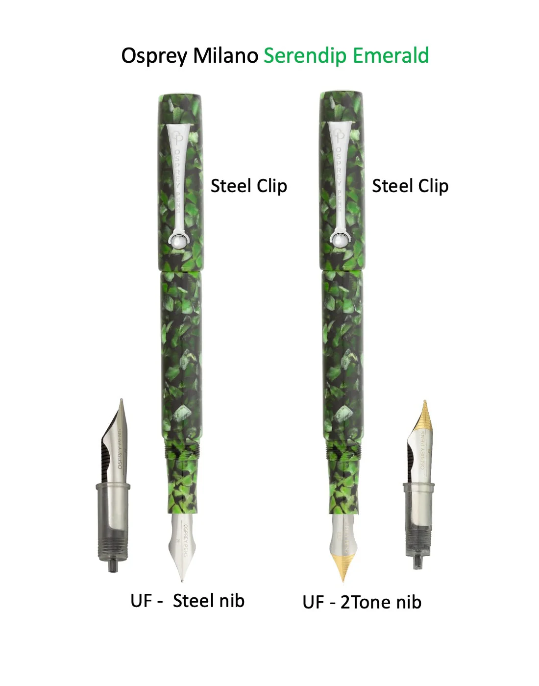 Serendip Emerald Milano Fountain Pen with Standard and Flex Nib Options