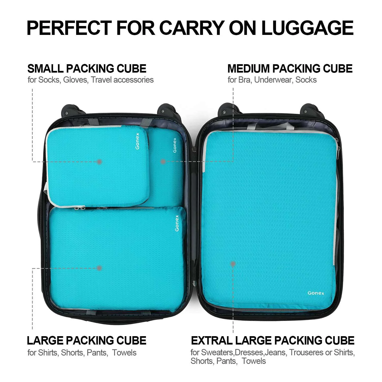 Gonex Compression Packing Cubes Set, Expandable Packing Organizers 4pcs