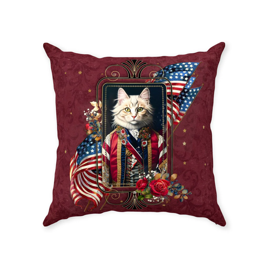 Patriotic Persian Cat - Throw Pillow
