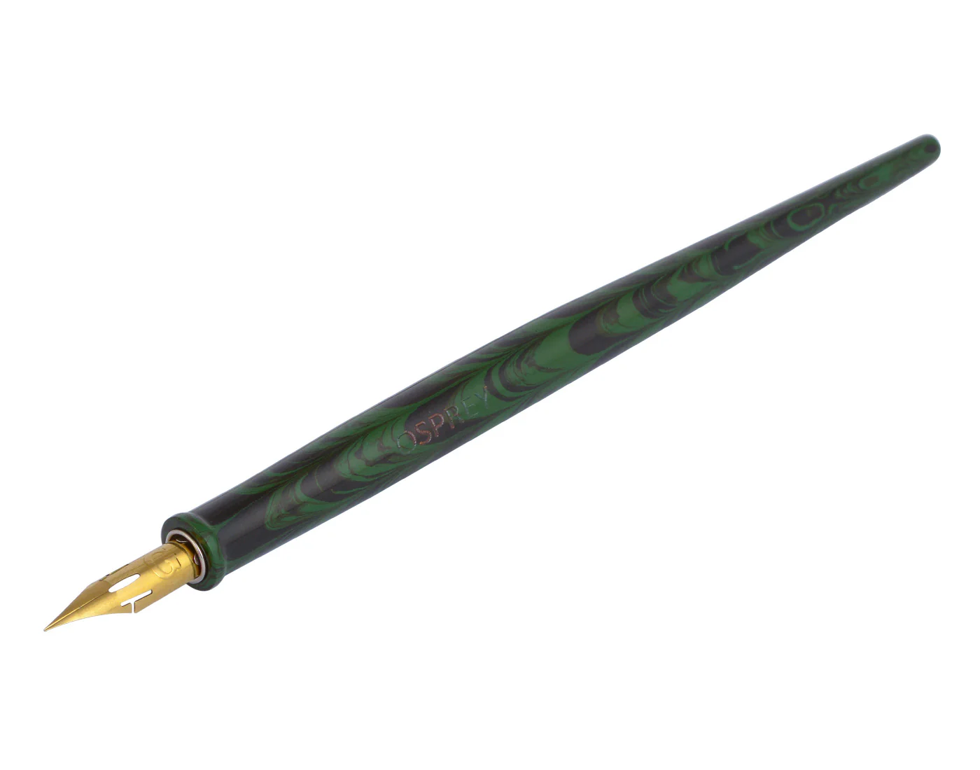 Straight Penholder Ebonite - DarkGreen and Black Ripple 6.75