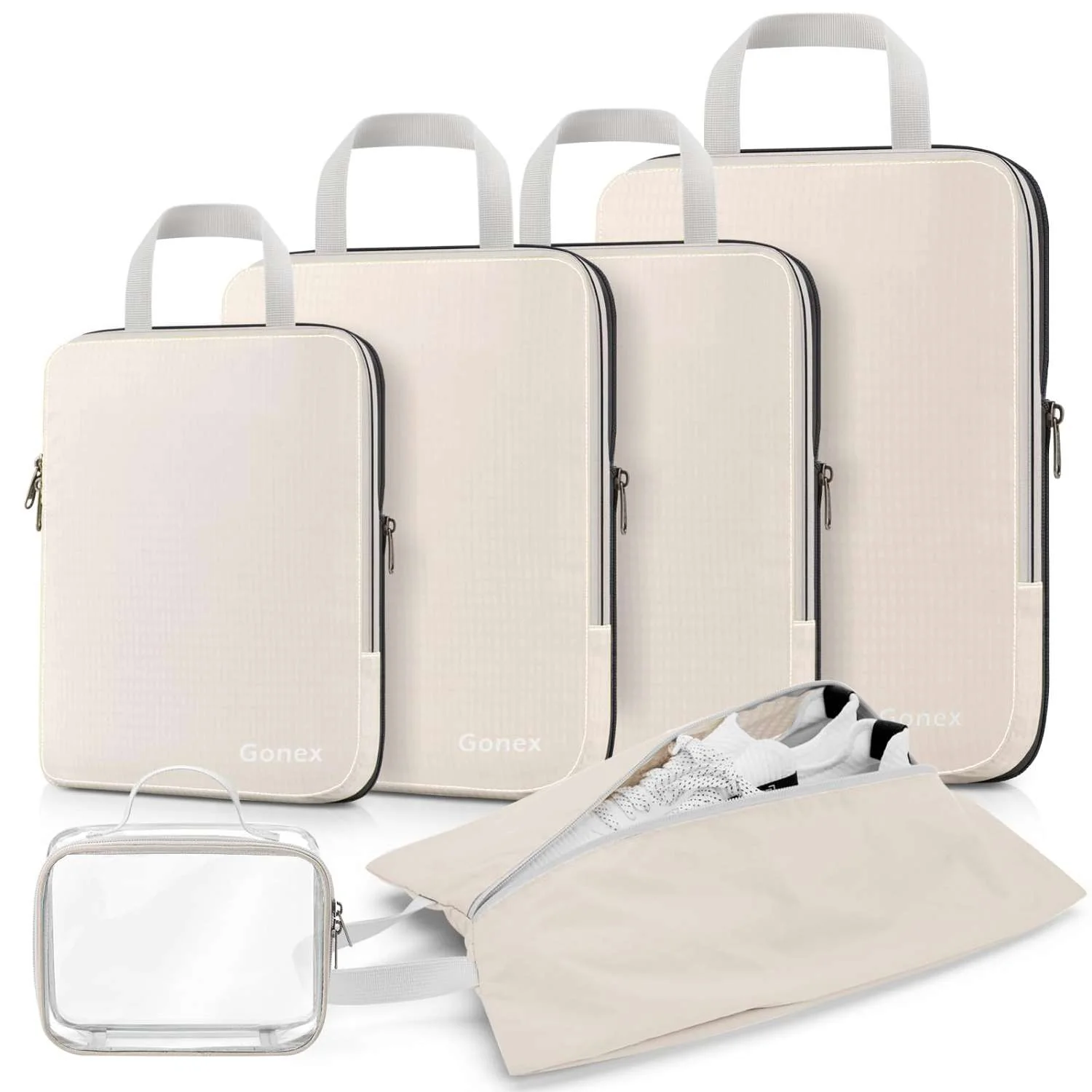 Compression Packing Cubes with Clear Toiletry Bag