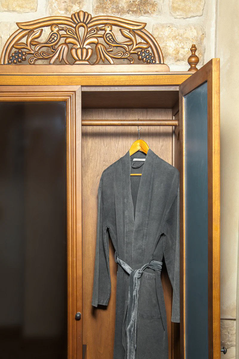 Stonewashed Cotton Robe – Charcoal