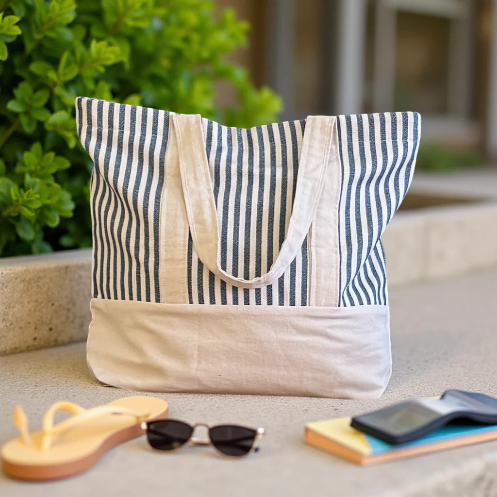 Canvas Tote Bag - Gold Stripes