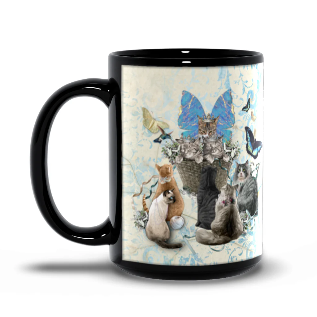 A Tisket a Tasket Cats in a Basket - Black Mug