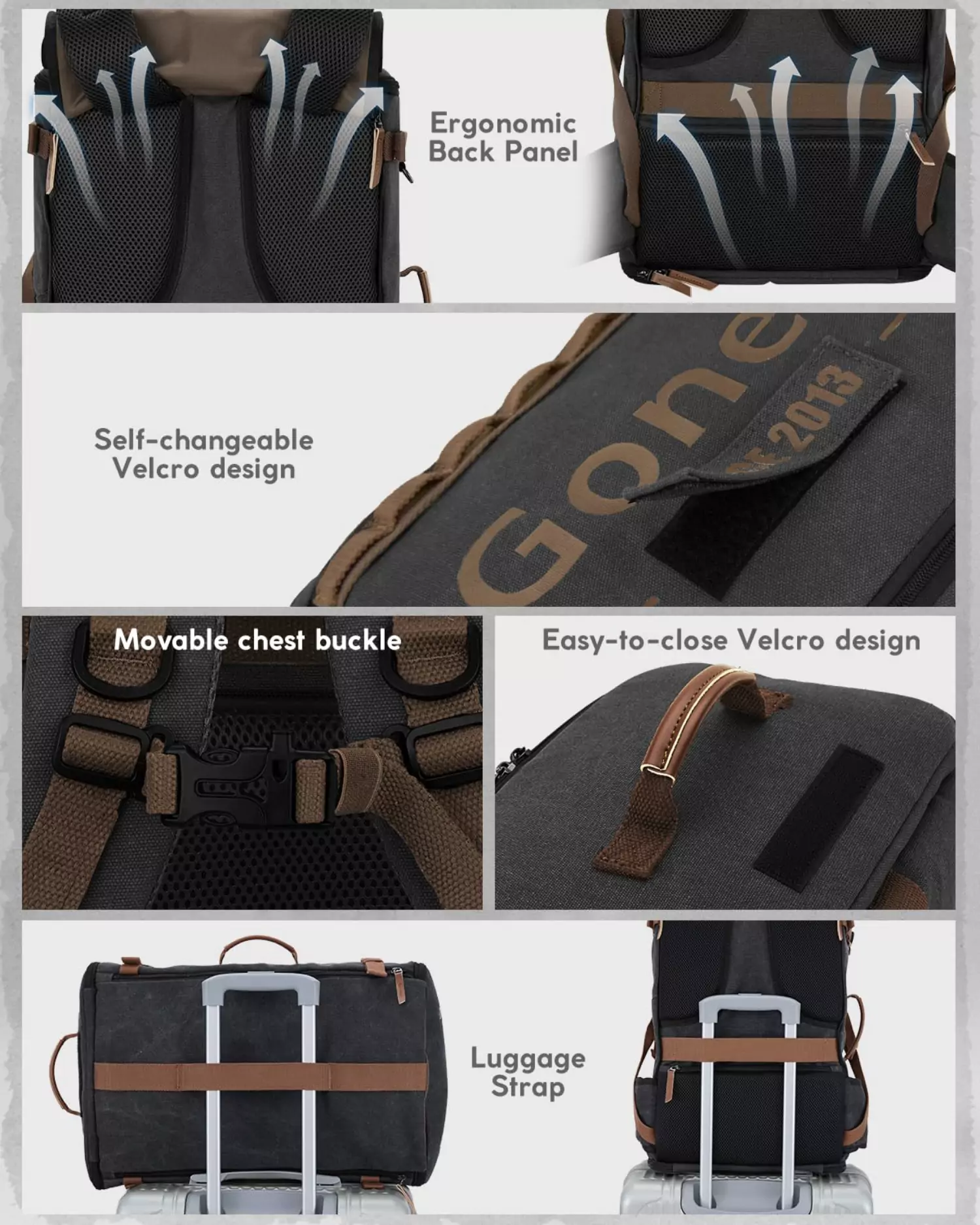 Gonex Canvas Laptop Backpack with Velcro Patch