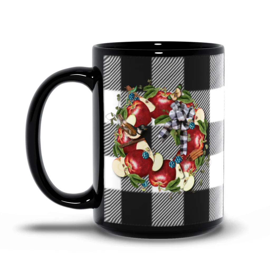 Sweet Apple Pie - Buffalo Plaid - Black Mug