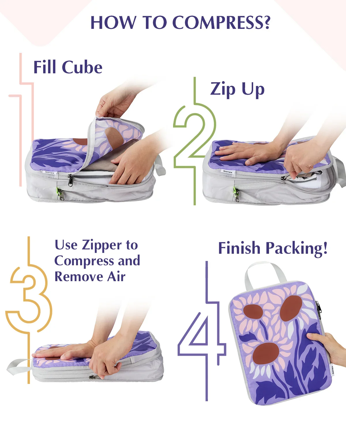 Floral Compression Packing Cubes