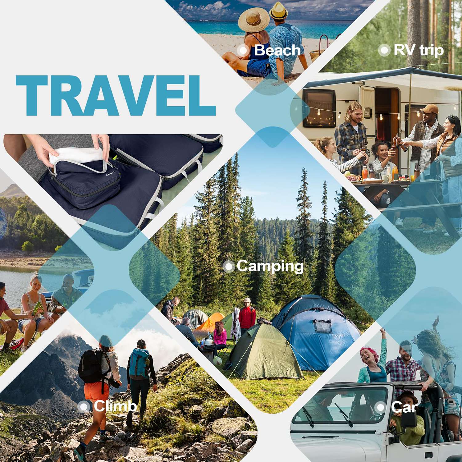 Gonex Compression Packing Cubes Set, Expandable Packing Organizers 4pcs