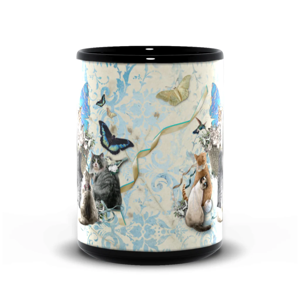A Tisket a Tasket Cats in a Basket - Black Mug