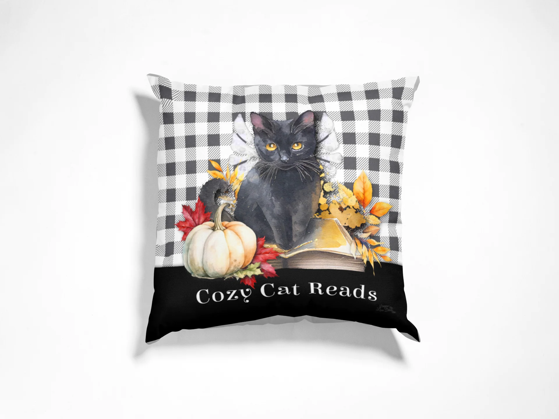 Cozy Cat Reads - Throw Pillow