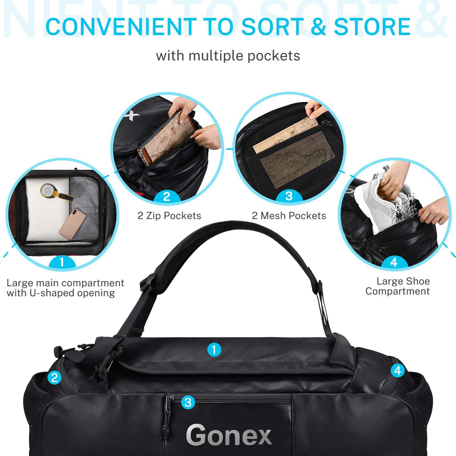 Gonex 80L Water Repellent Duffel Bag Backpack