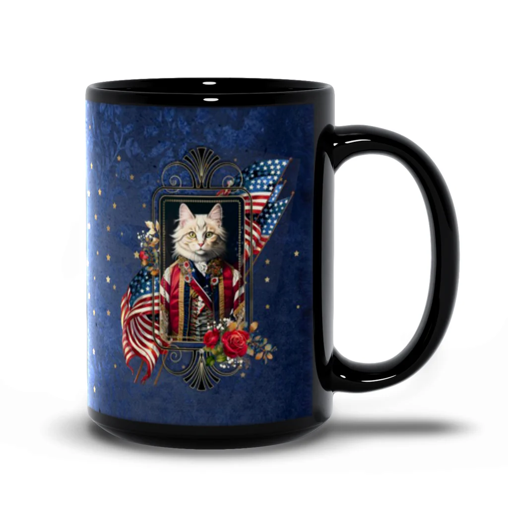 Patriotic Persian Cat - Black Mug