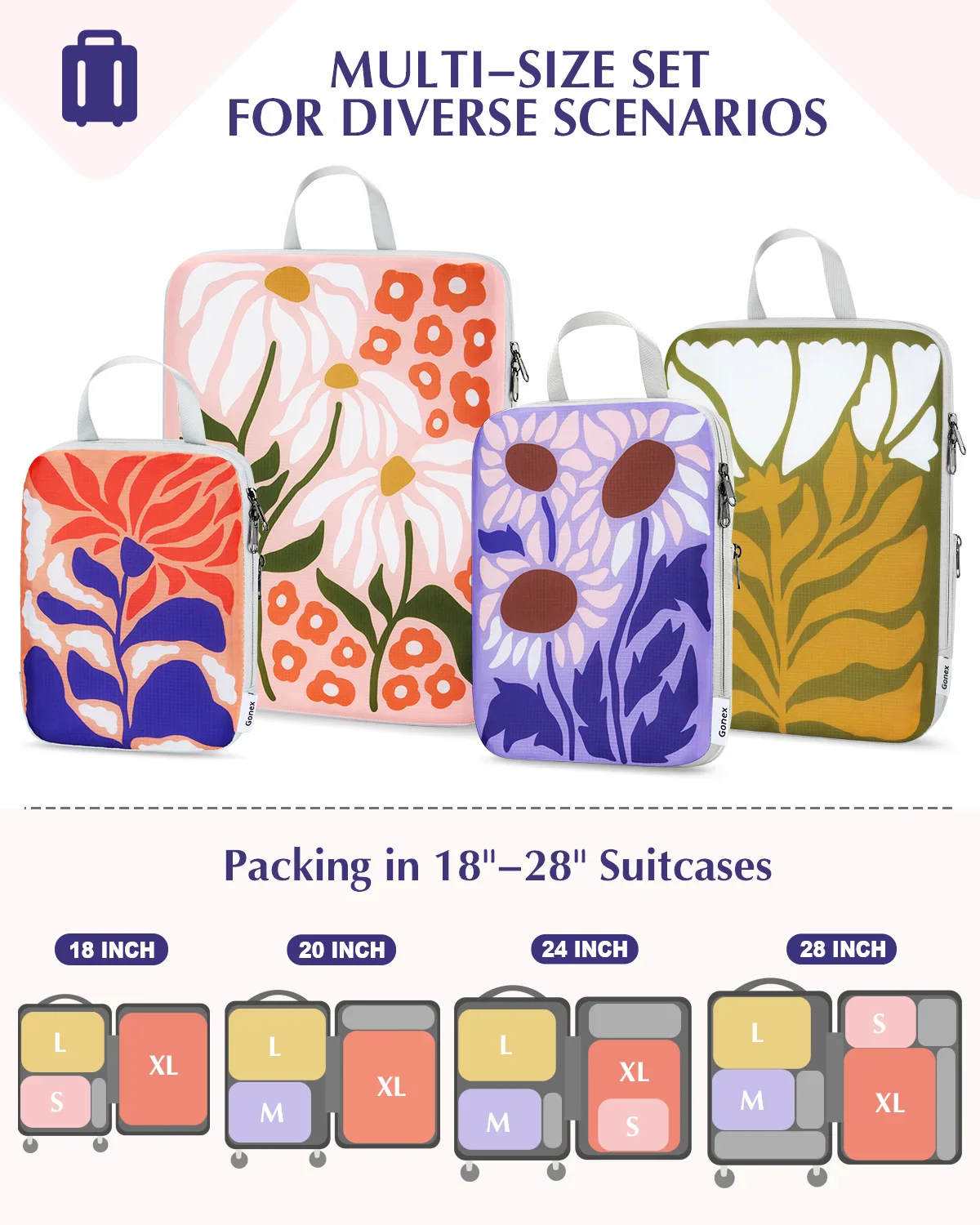 Floral Compression Packing Cubes