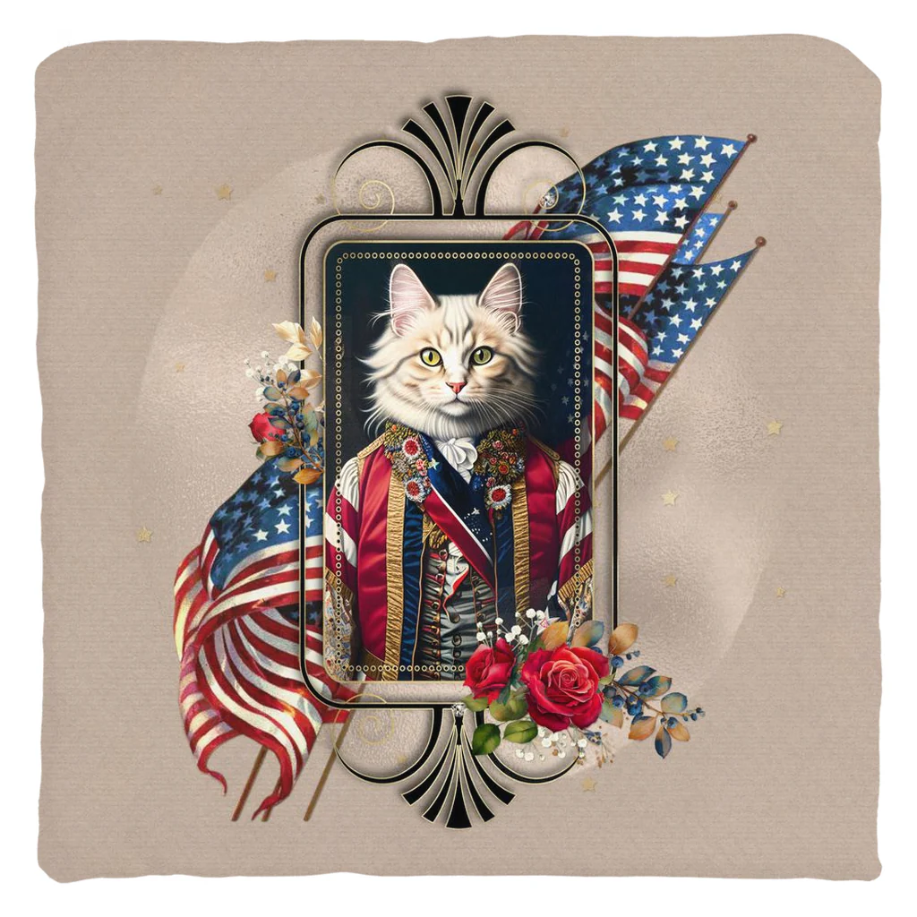 Patriotic Persian Cat - Throw Pillow