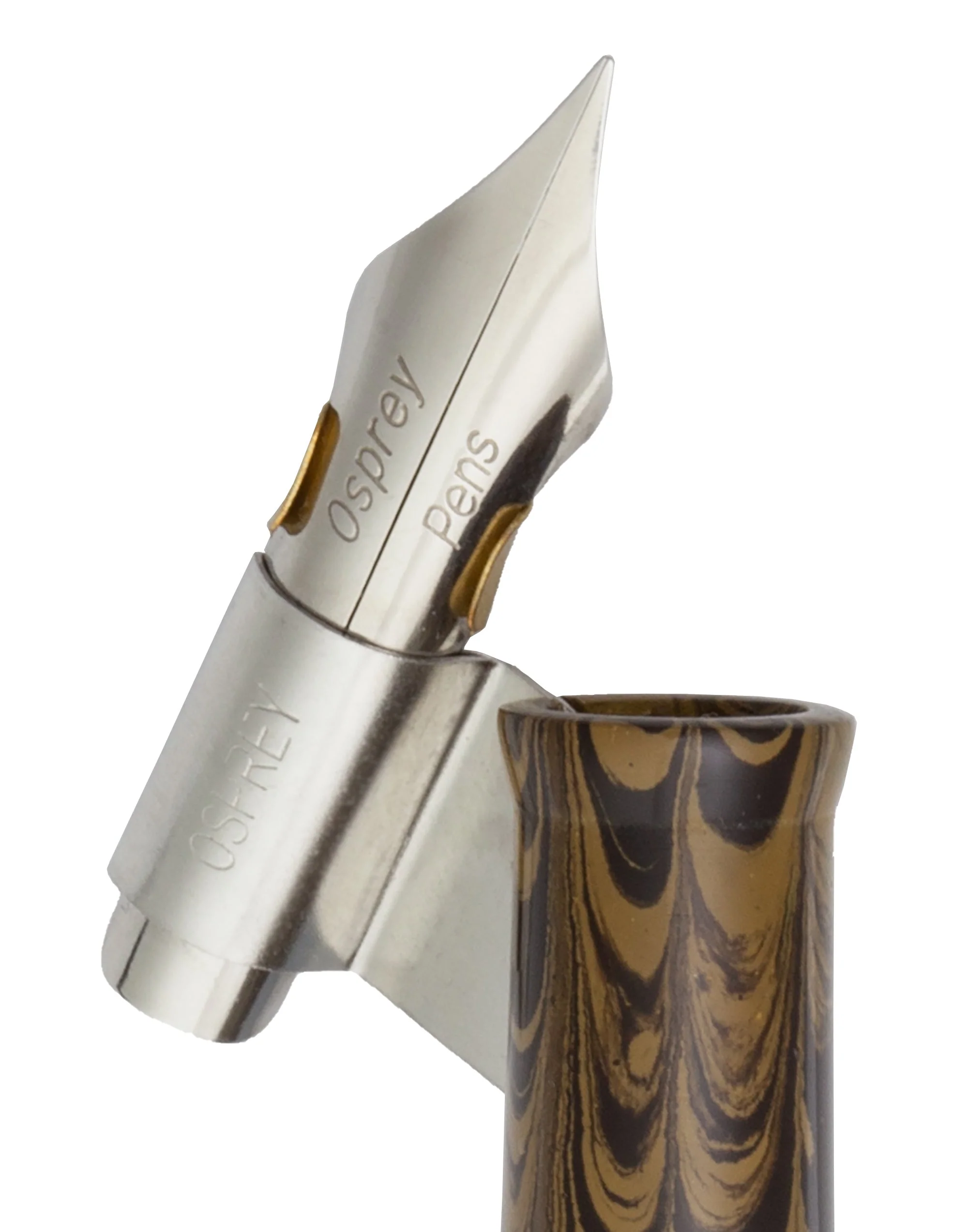 2-in-1 Oblique n Straight Penholder - OliveGreen-Black ripple ebonite