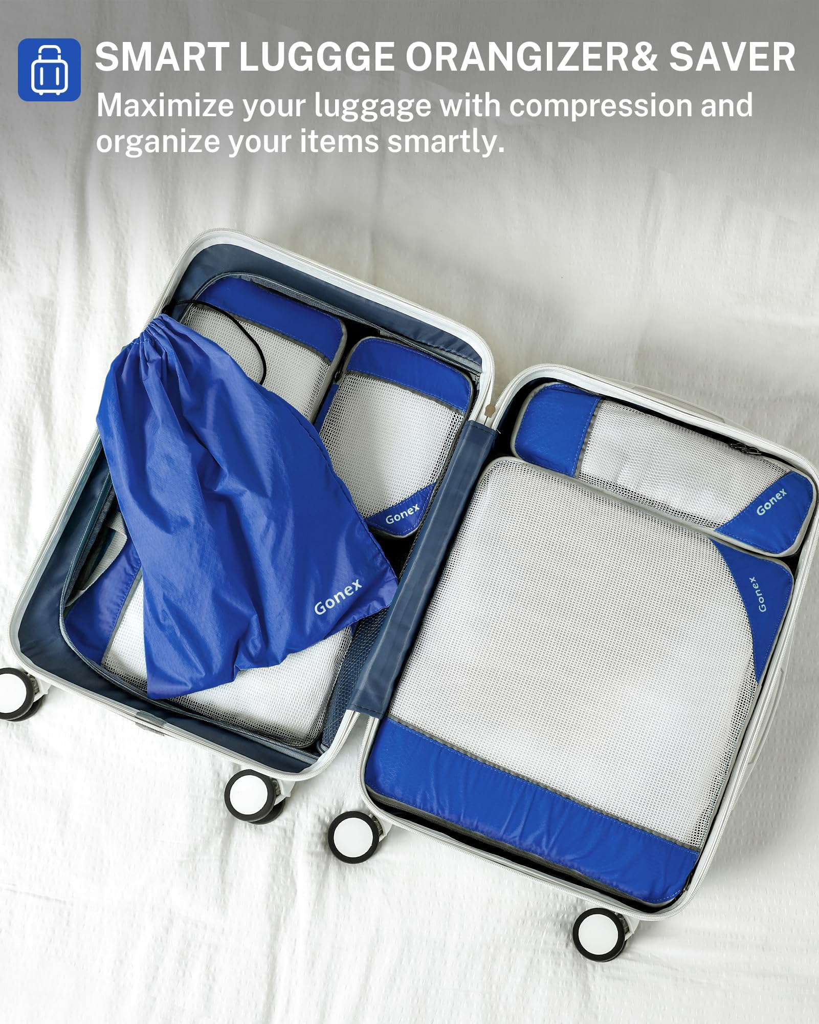 Gonex Compression Packing Cubes, Extensible Storage Mesh Organizers