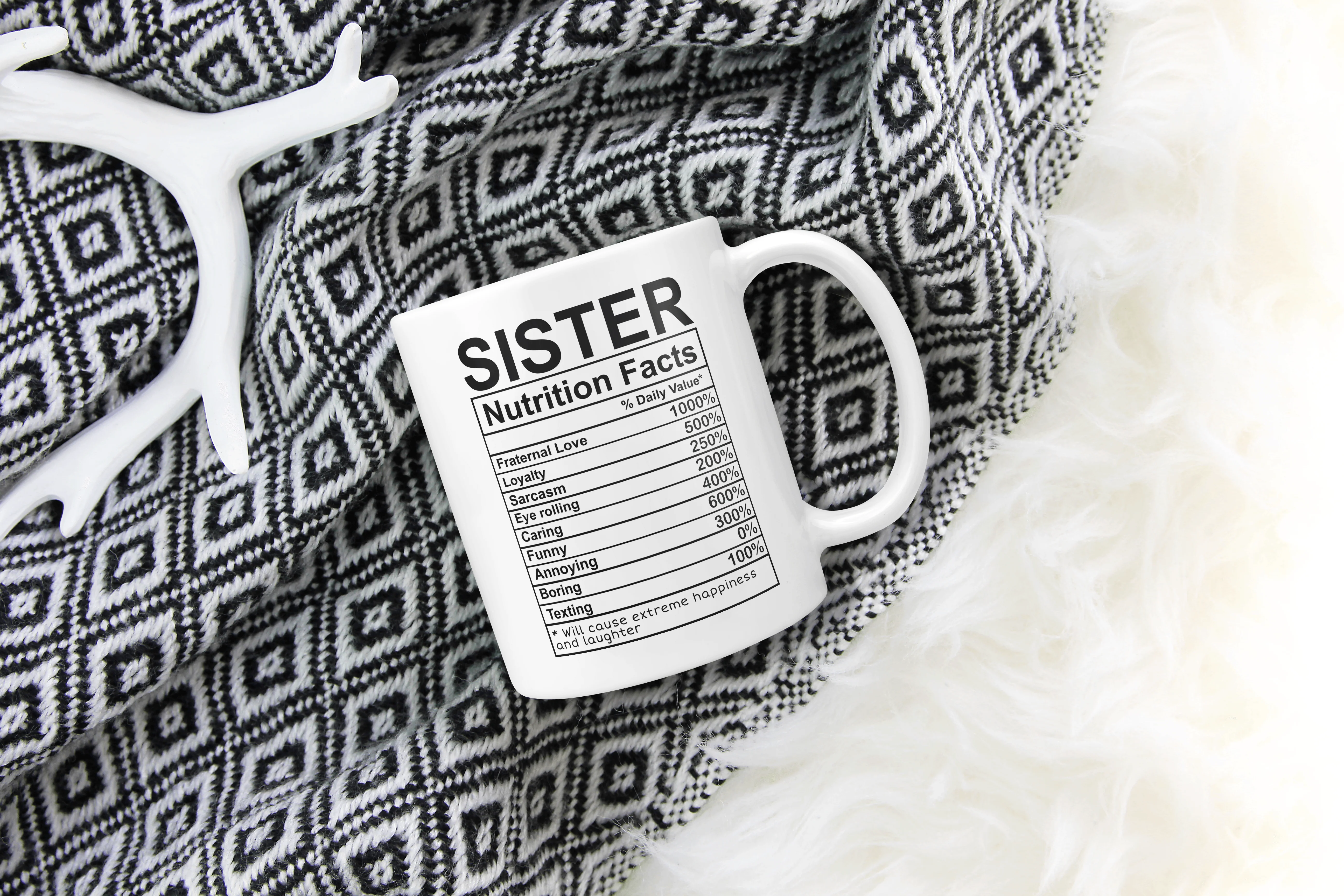 Funny Sister Nutrition Facts Mug