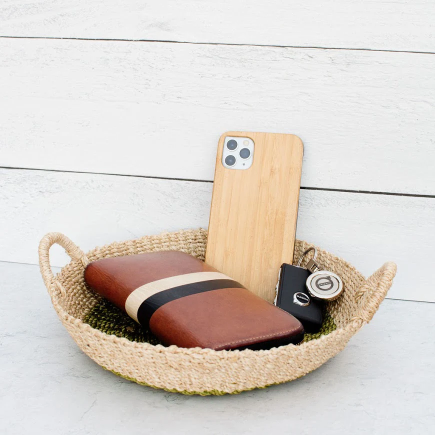 Woven Round Tray I Olive