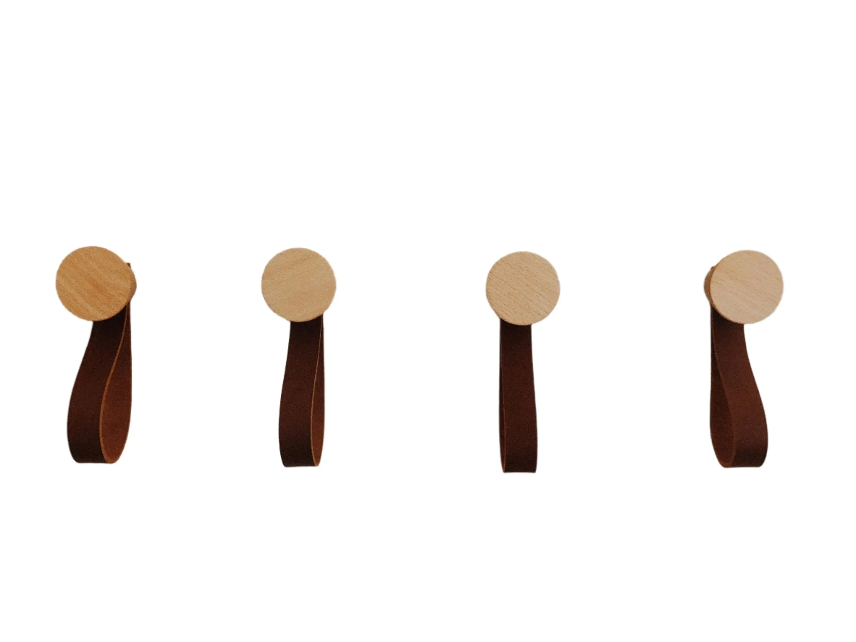 Modern Cone Wood Hook With Leather Strap