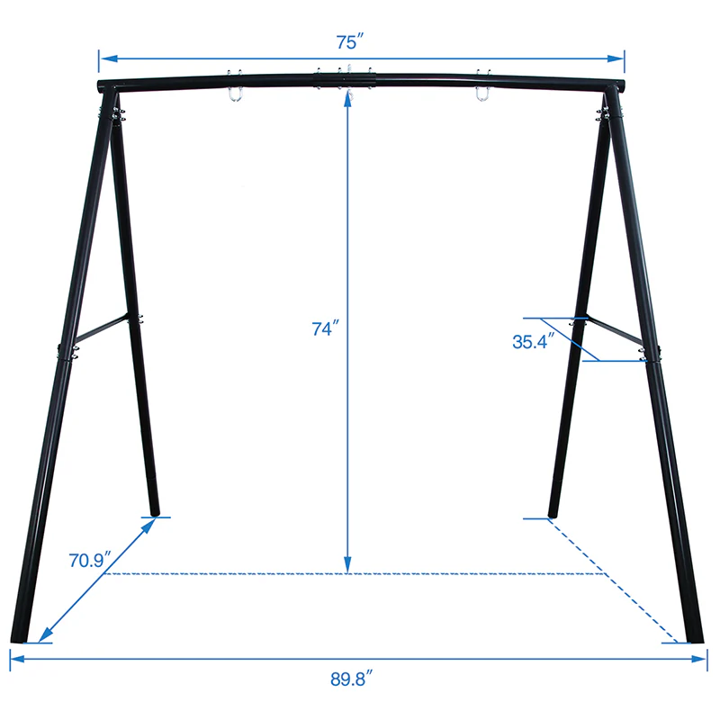 Metal A-frame Swing Sets with 40 Rainbow PVC Coated Saucer Swing for Kids Adults Playsets