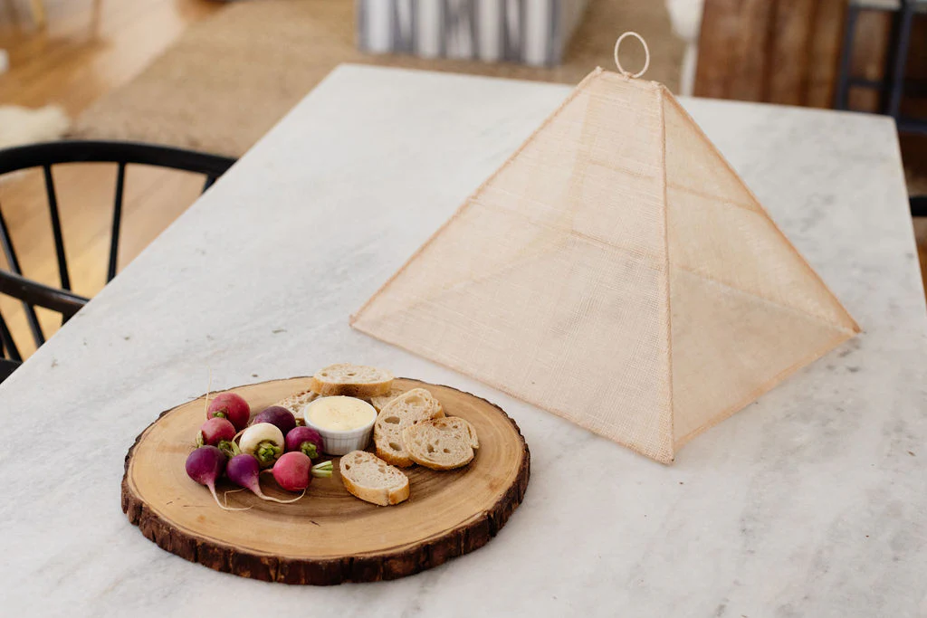 Handmade Collapsible Woven Food Tent | Natural Rose | Mixed