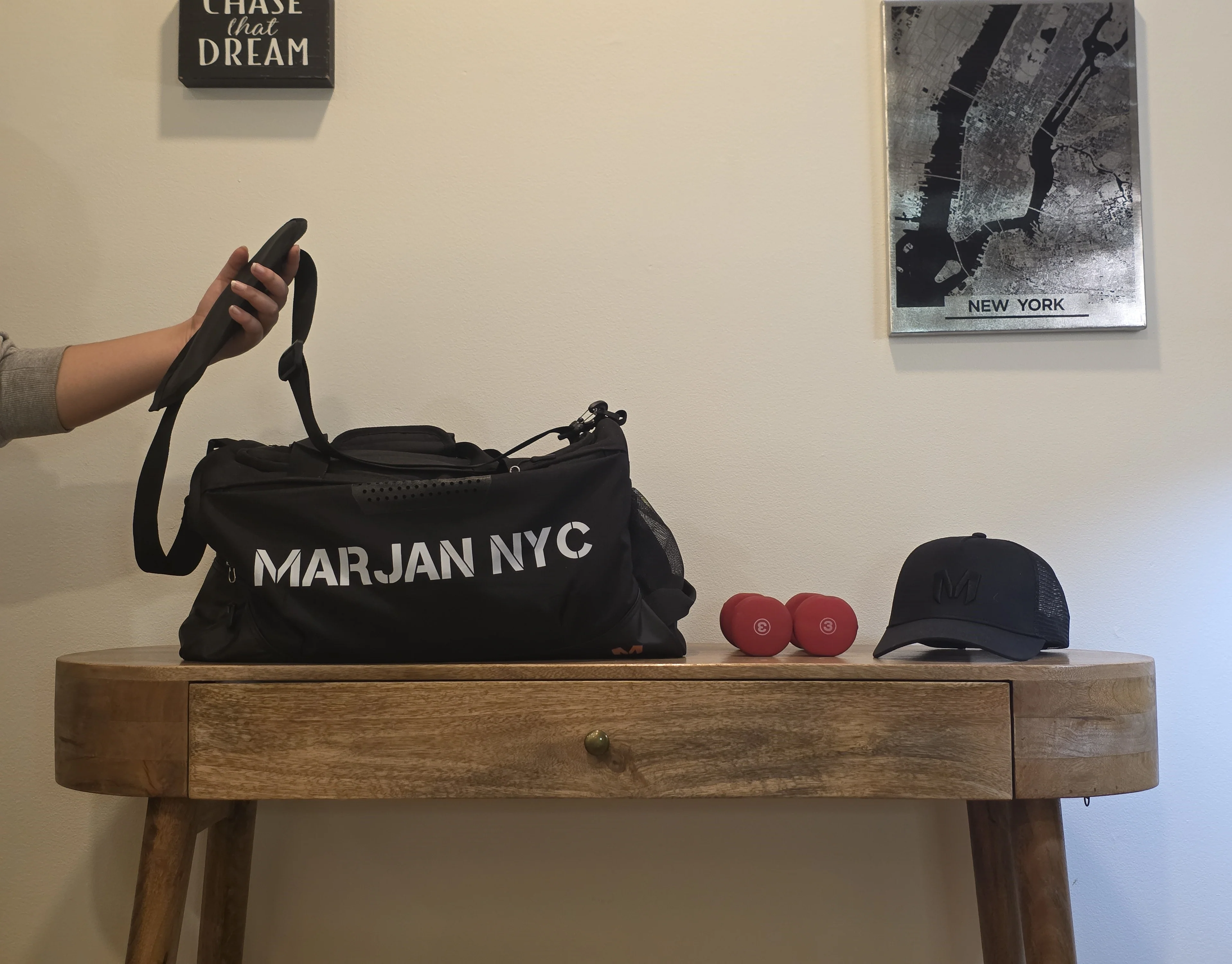 Marjan NYC Outdoor Wear-resistant Removable Hook Canvas Sport and Gym Bag