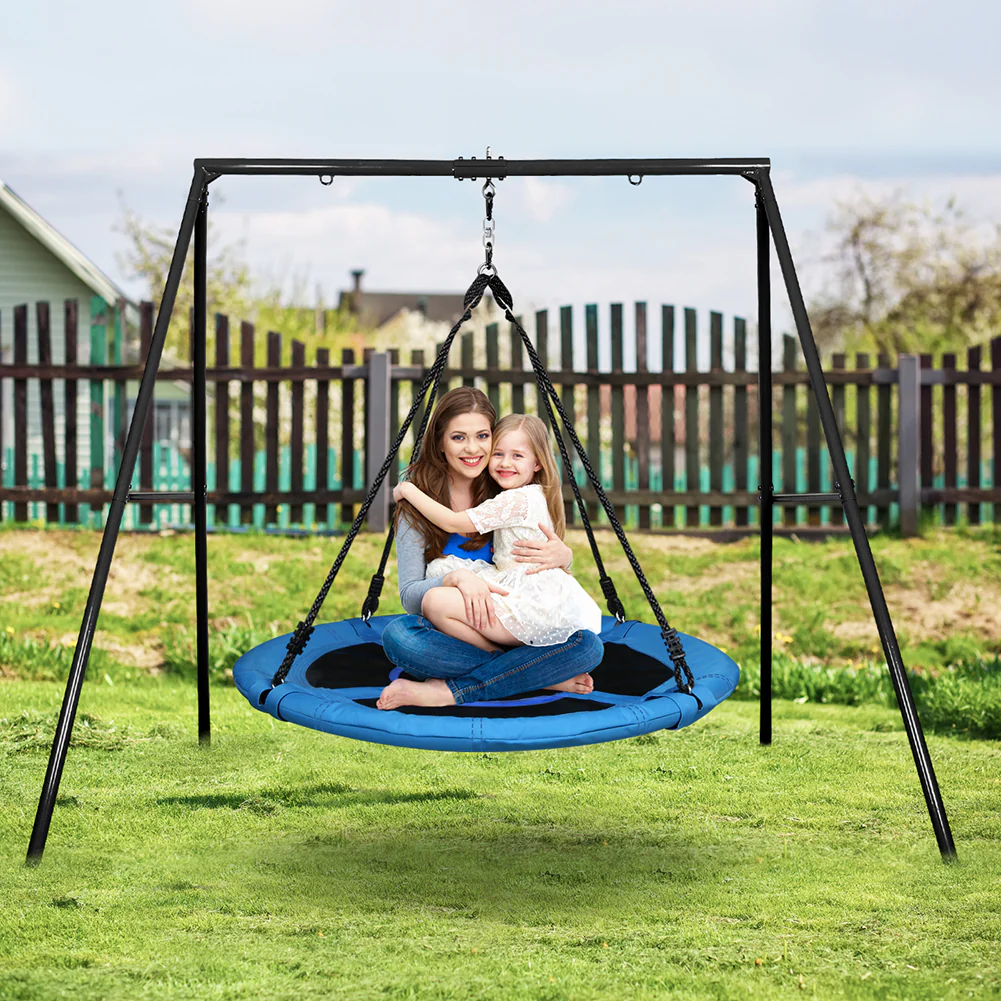 TREKASSY Outdoor Metal Swing Set with 40 Oxford Fabric Round Swing for Kids Backyard Playgound