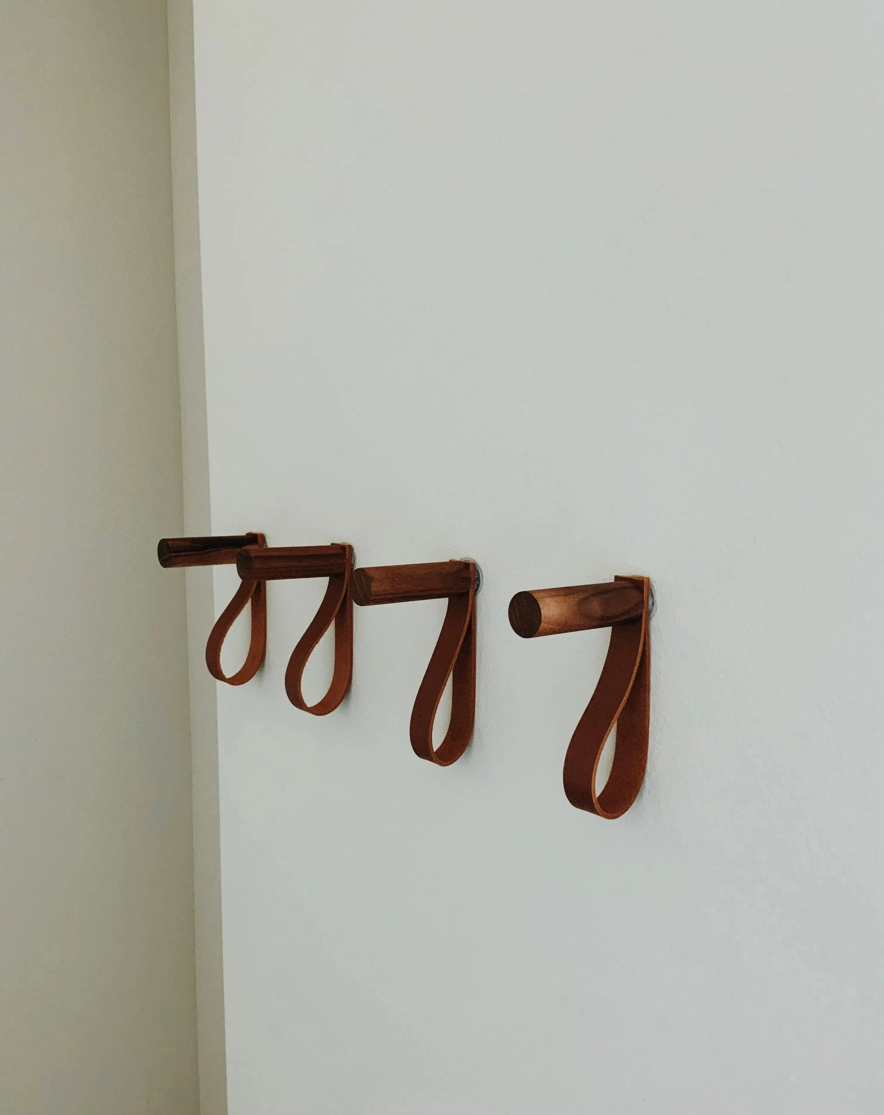 Modern Wood Hook With Leather Strap