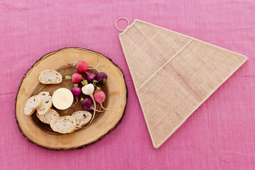 Handmade Collapsible Woven Food Tent | Natural Rose | Mixed