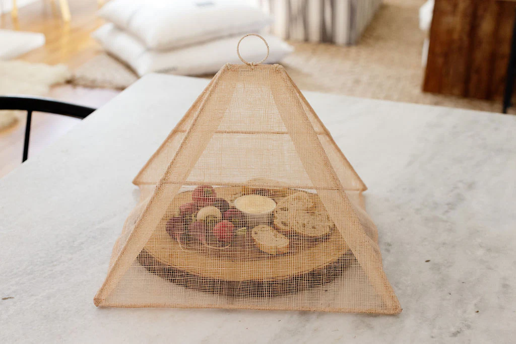 Handmade Collapsible Woven Food Tent | Natural Rose | Mixed