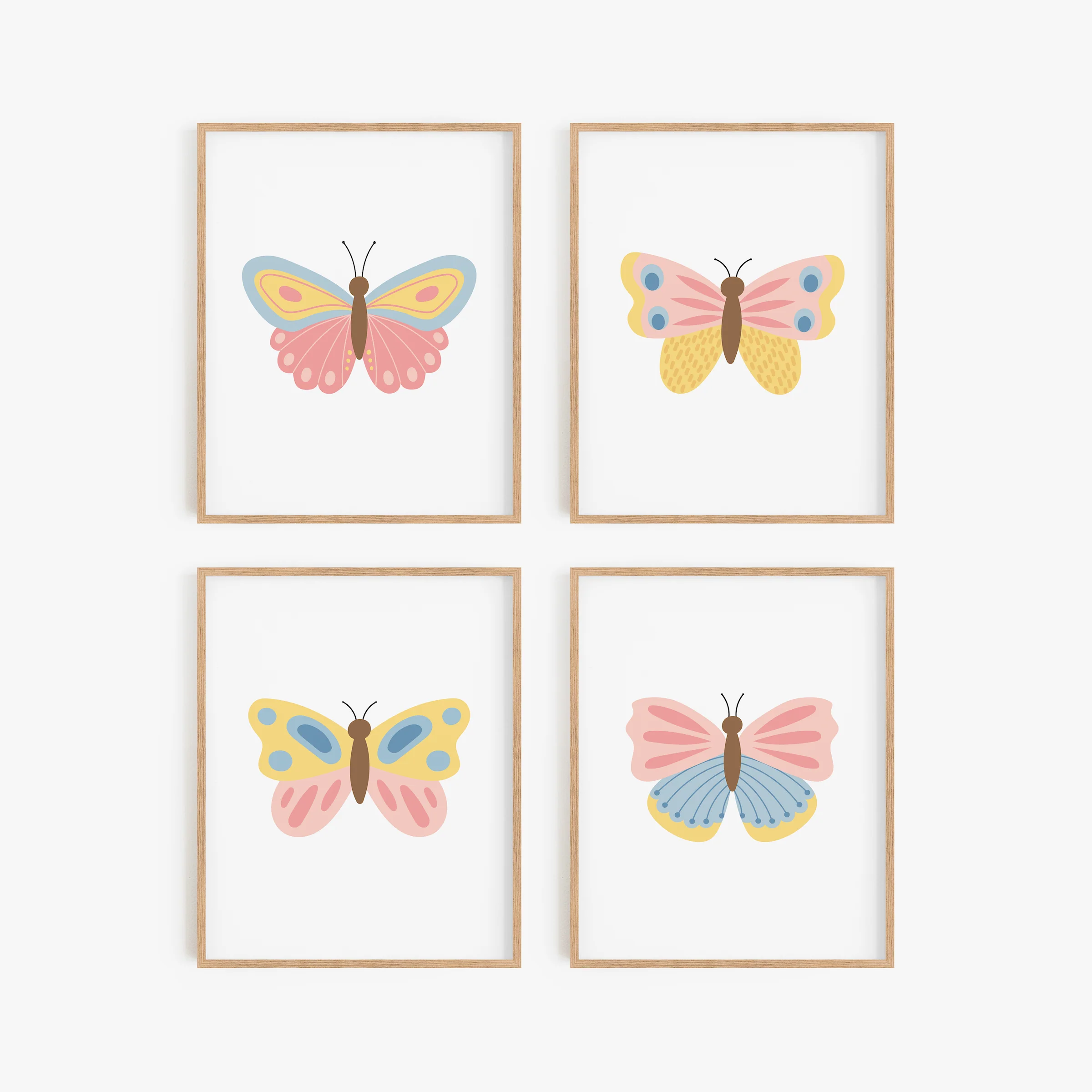 Beautiful Butterflies Art Prints (Set of 4)