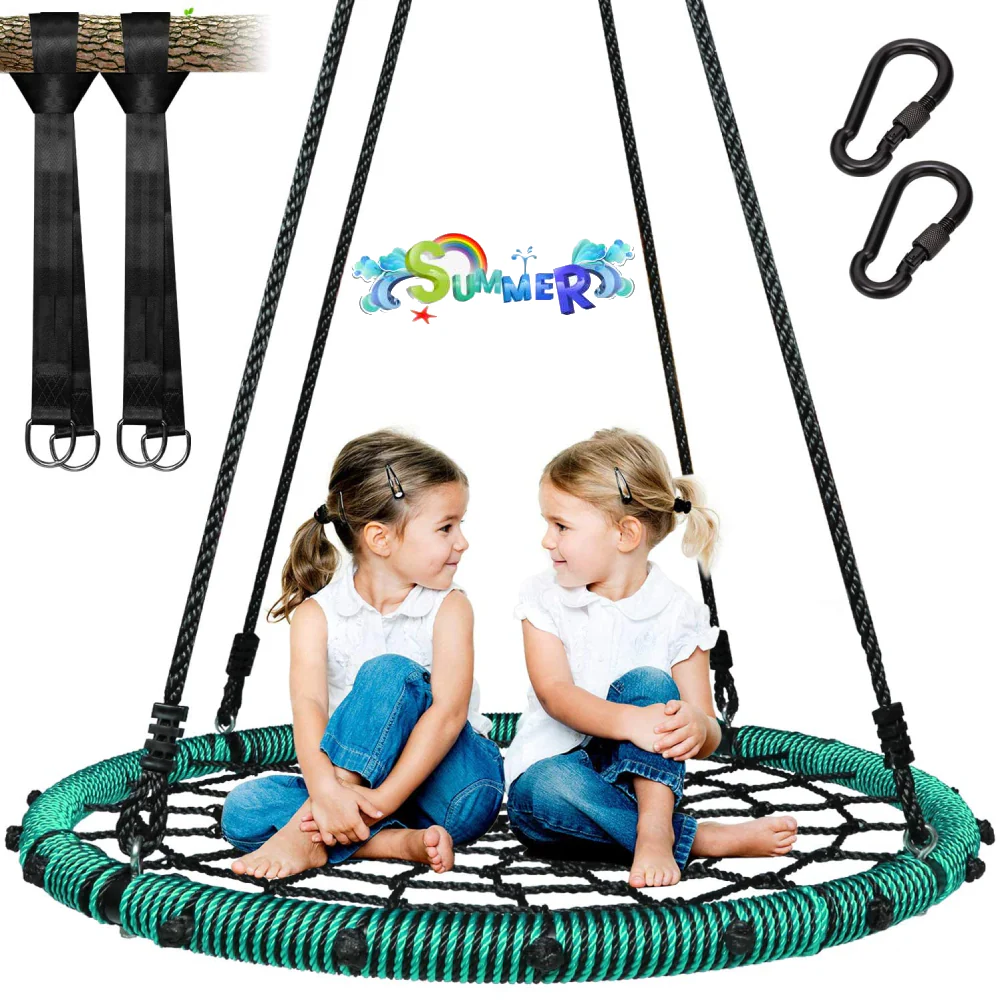 40 Kids Garden Tree Swing Seat Round Rope Hanging Flying Web Swing
