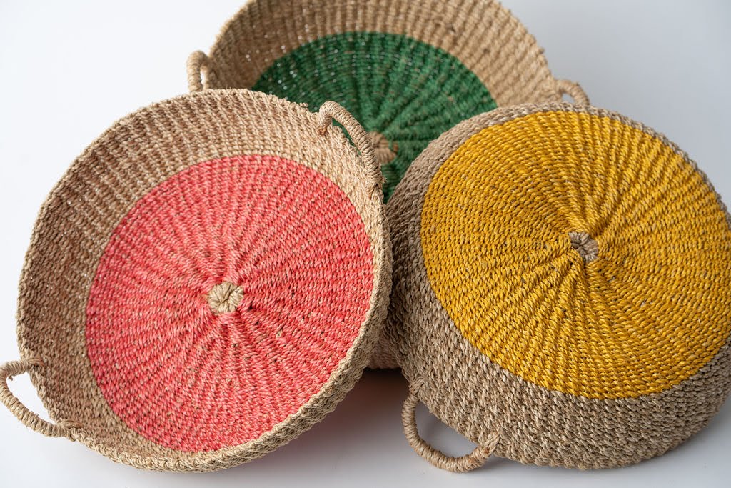 Woven Round Tray I Olive