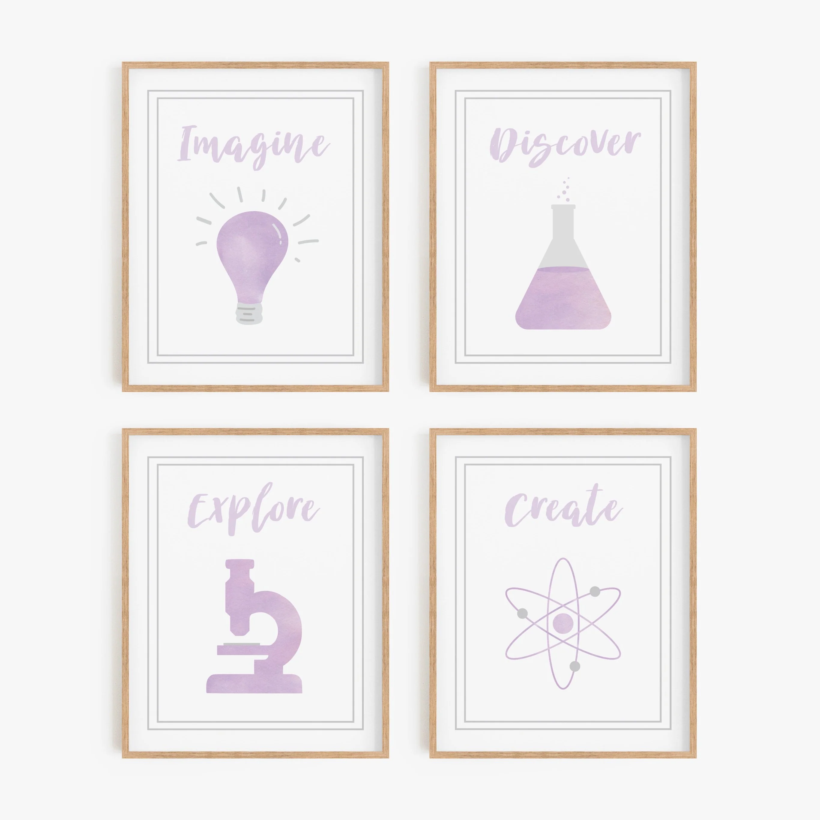 Watercolor Science Art Prints (Set of 4)