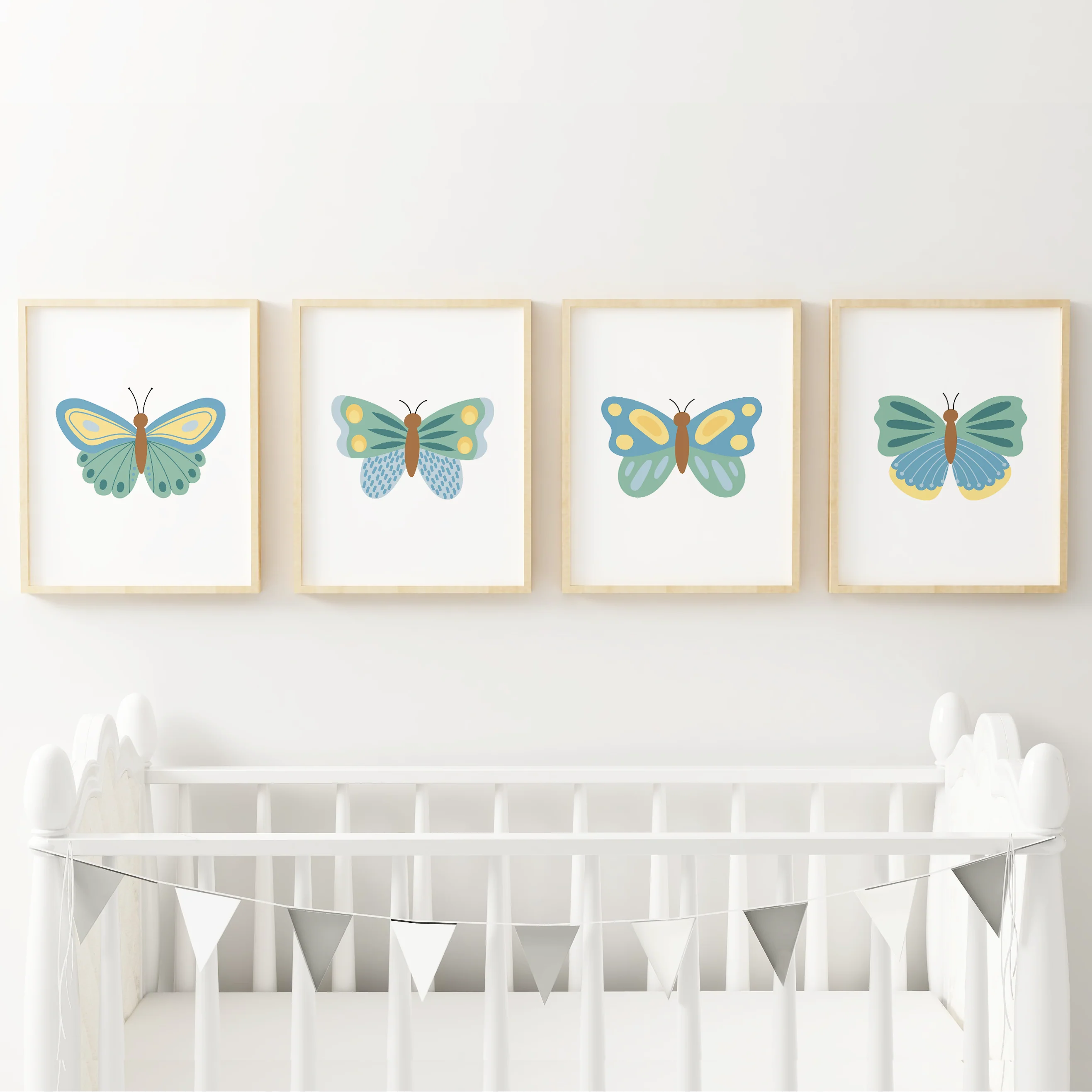 Beautiful Butterflies Art Prints (Set of 4)