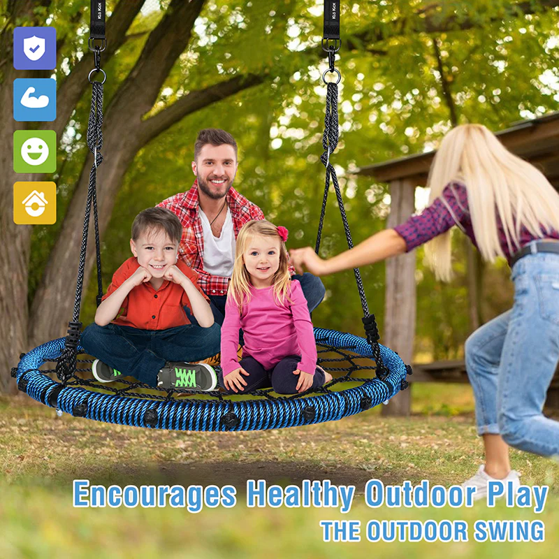 Heavy Duty 45 Spider Web Tree Swing Net Nest for Kids Adults Ring Seat