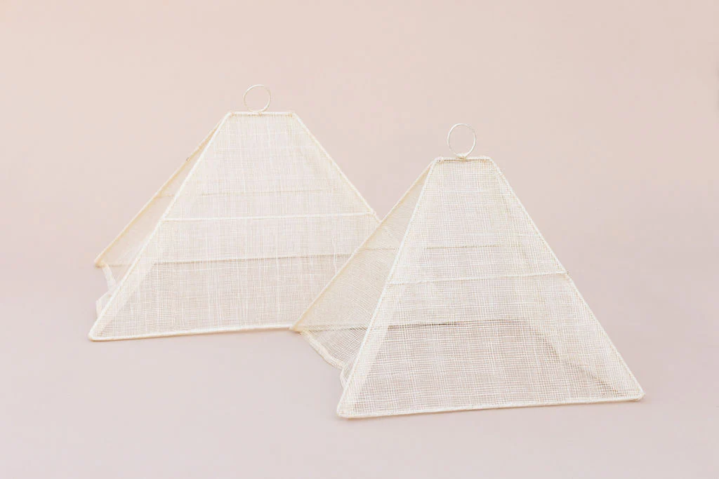 Handmade Collapsible Woven Food Tent | Cream | Mixed Size