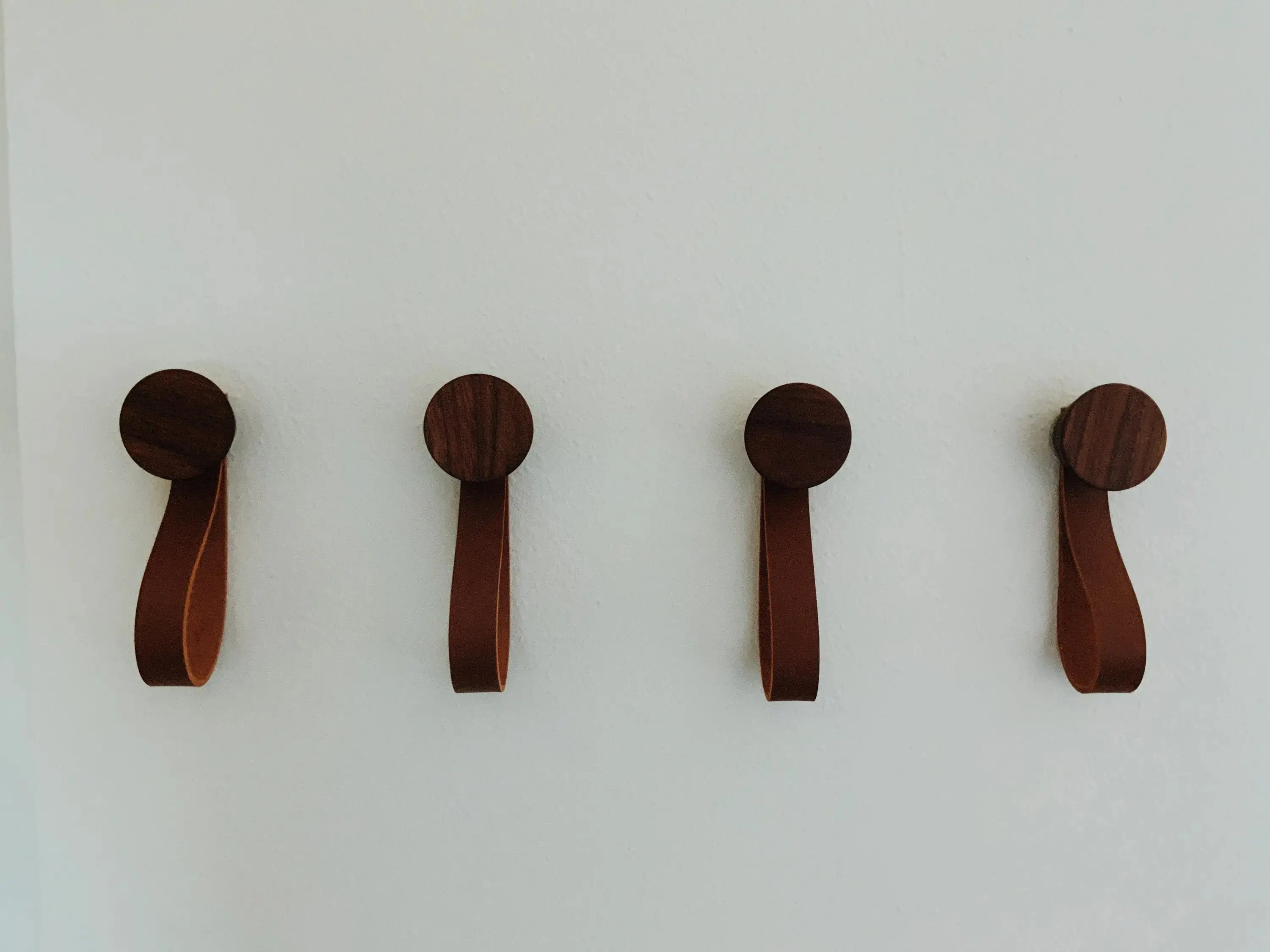 Modern Cone Wood Hook With Leather Strap