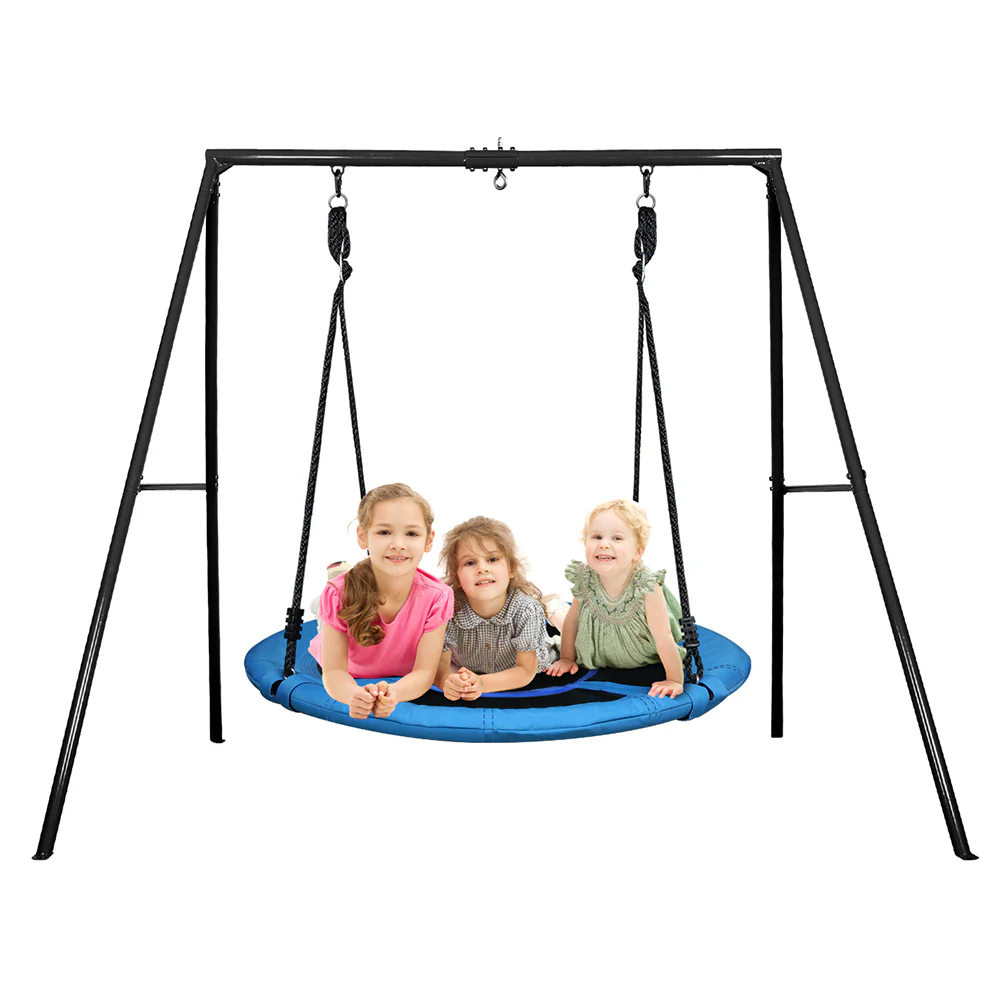 TREKASSY Outdoor Metal Swing Set with 40 Oxford Fabric Round Swing for Kids Backyard Playgound
