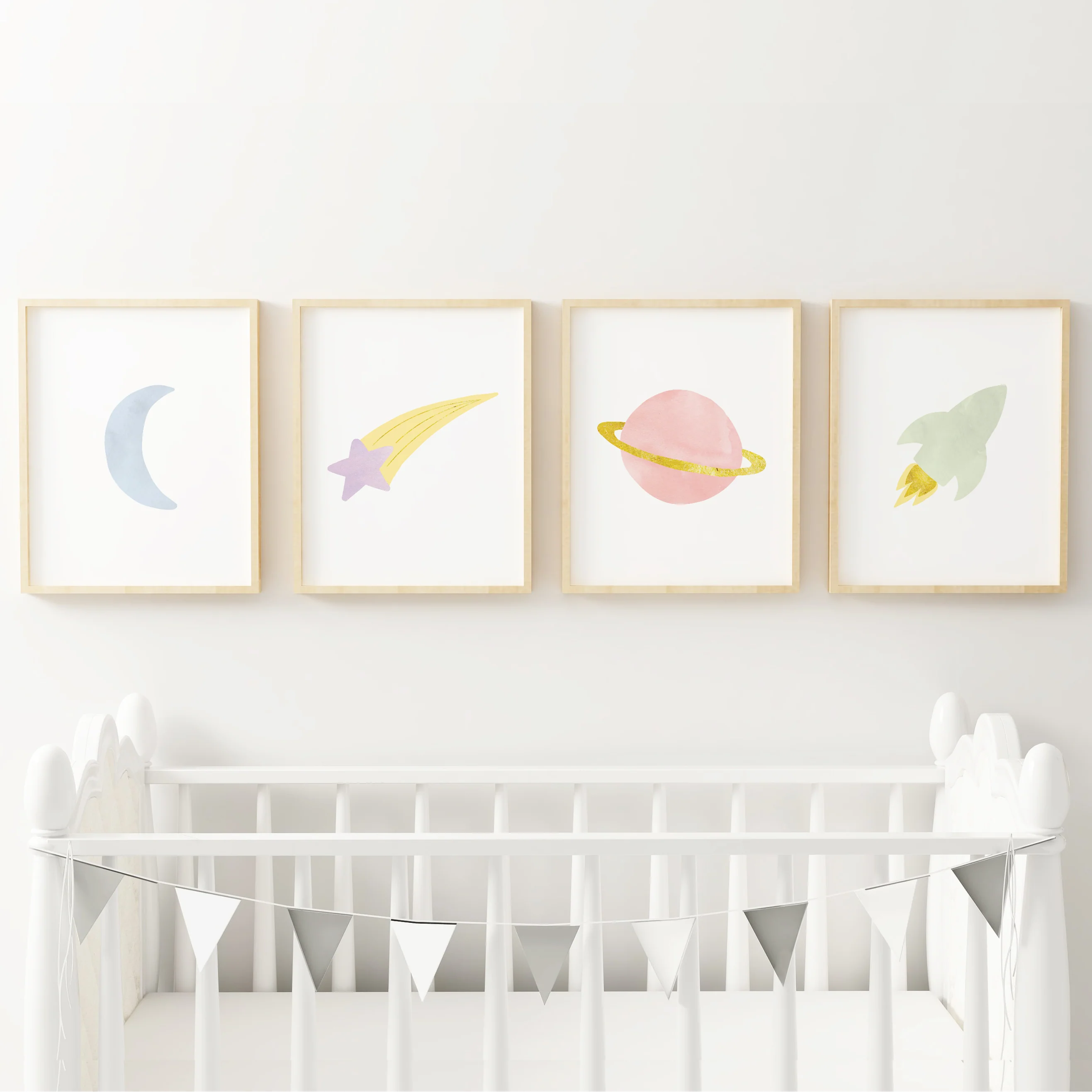 Rainbow Outer Space Art Prints (Set of 4)