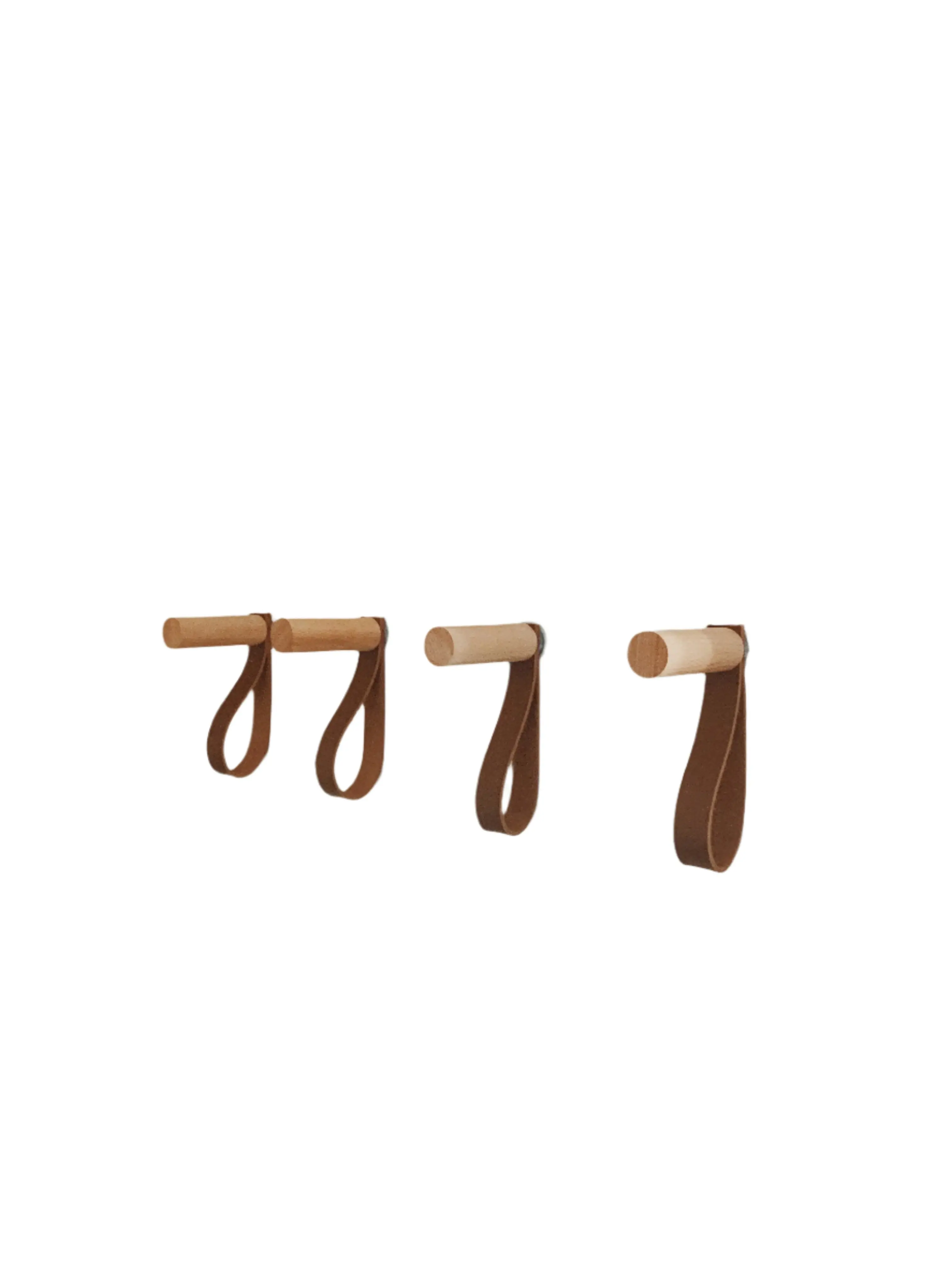 Modern Wood Hook With Leather Strap