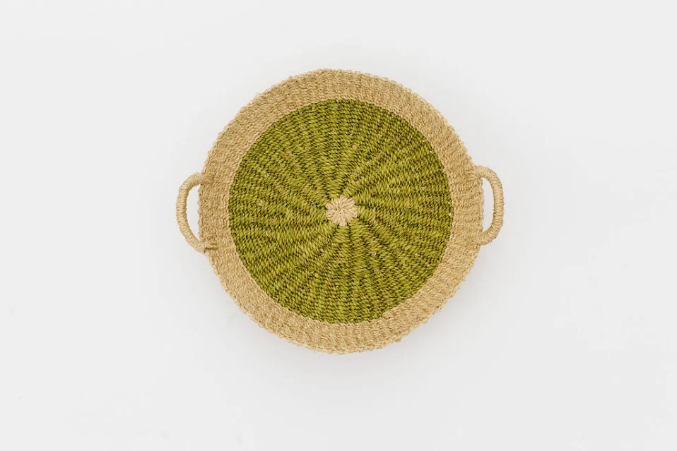 Woven Round Tray I Olive